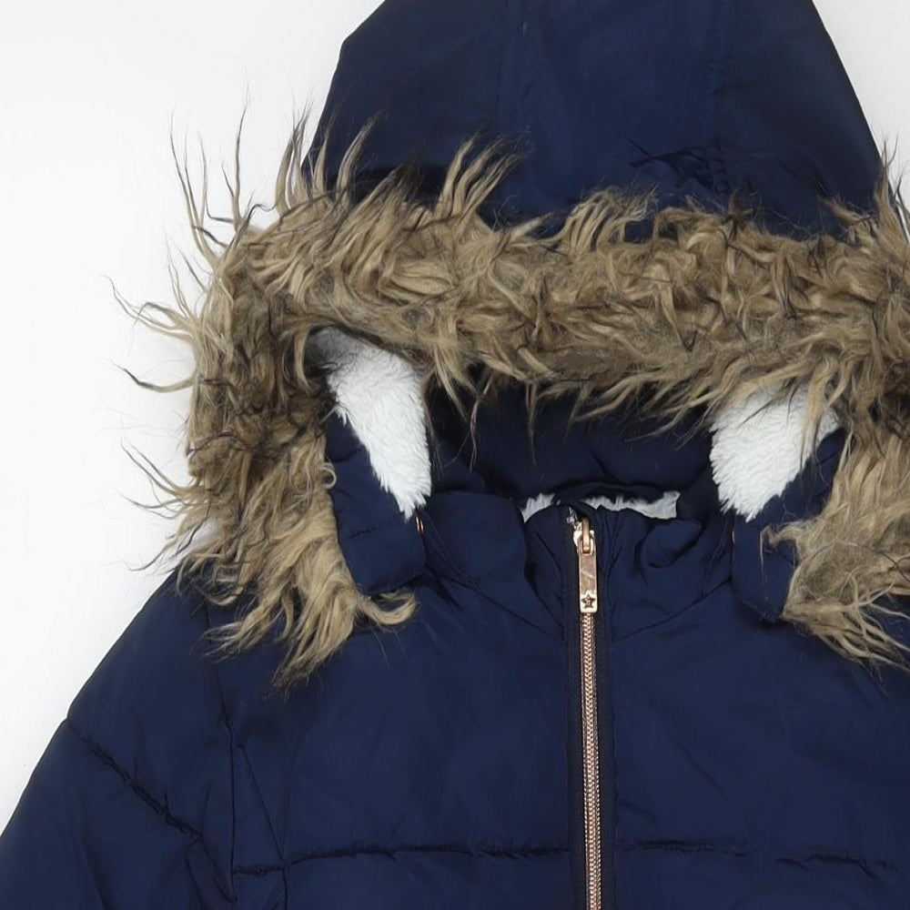 John Lewis Girls Blue Quilted Jacket Size 10 Years Zip
