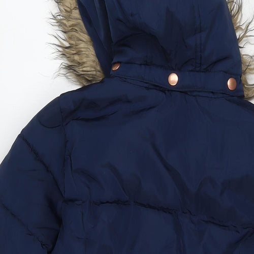 John Lewis Girls Blue Quilted Jacket Size 10 Years Zip