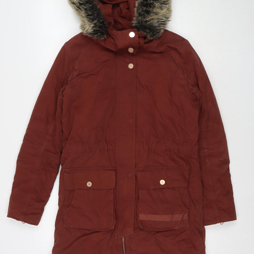Twik Womens Brown Parka Coat Size S Zip
