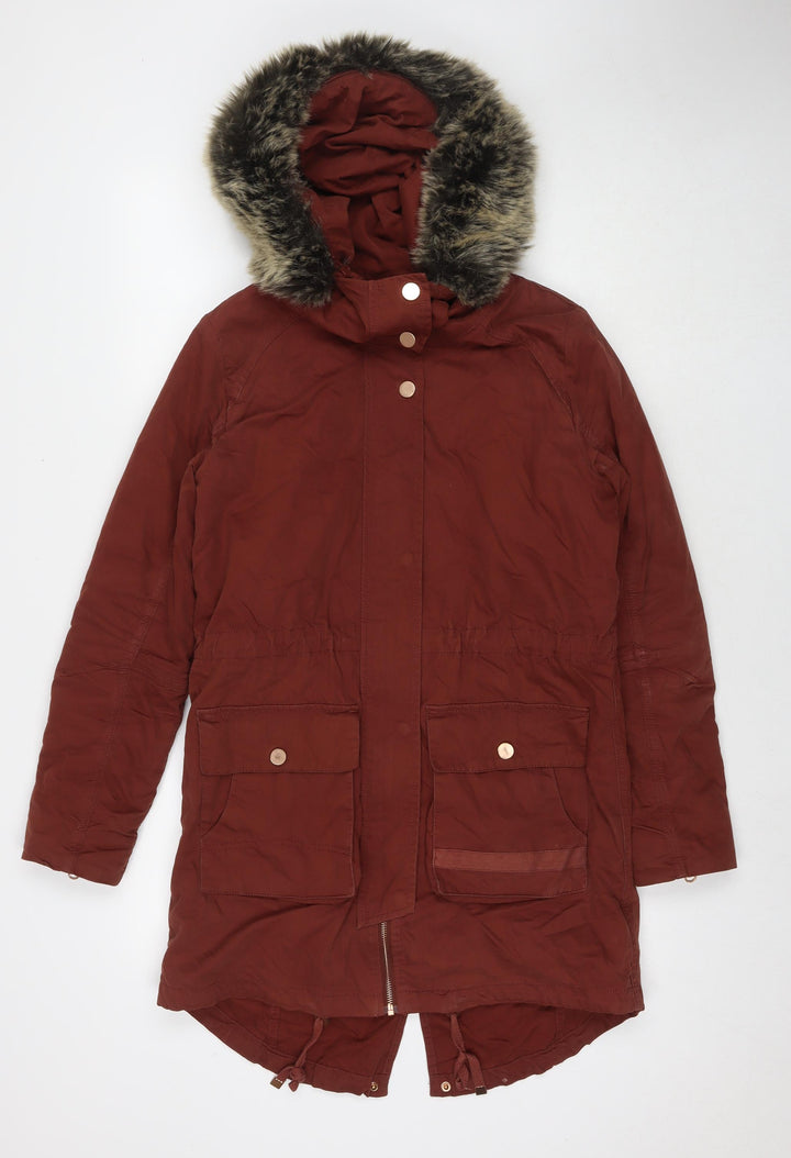 Twik Womens Brown Parka Coat Size S Zip