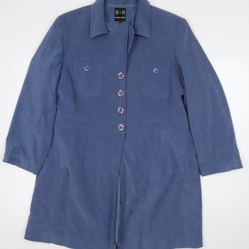 Rogers Womens Blue Trench Coat Jacket Size 20 Button