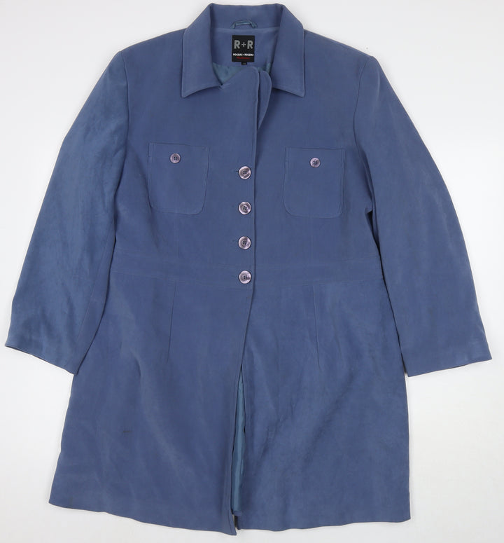 Rogers Womens Blue Trench Coat Jacket Size 20 Button