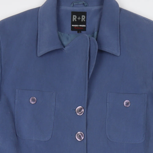 Rogers Womens Blue Trench Coat Jacket Size 20 Button