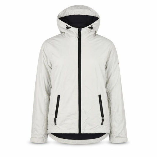 Front view of H&M women’s ivory jacket, size M, zip