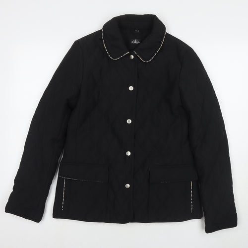 David Barry Womens Black Quilted Jacket Size 10 Snap