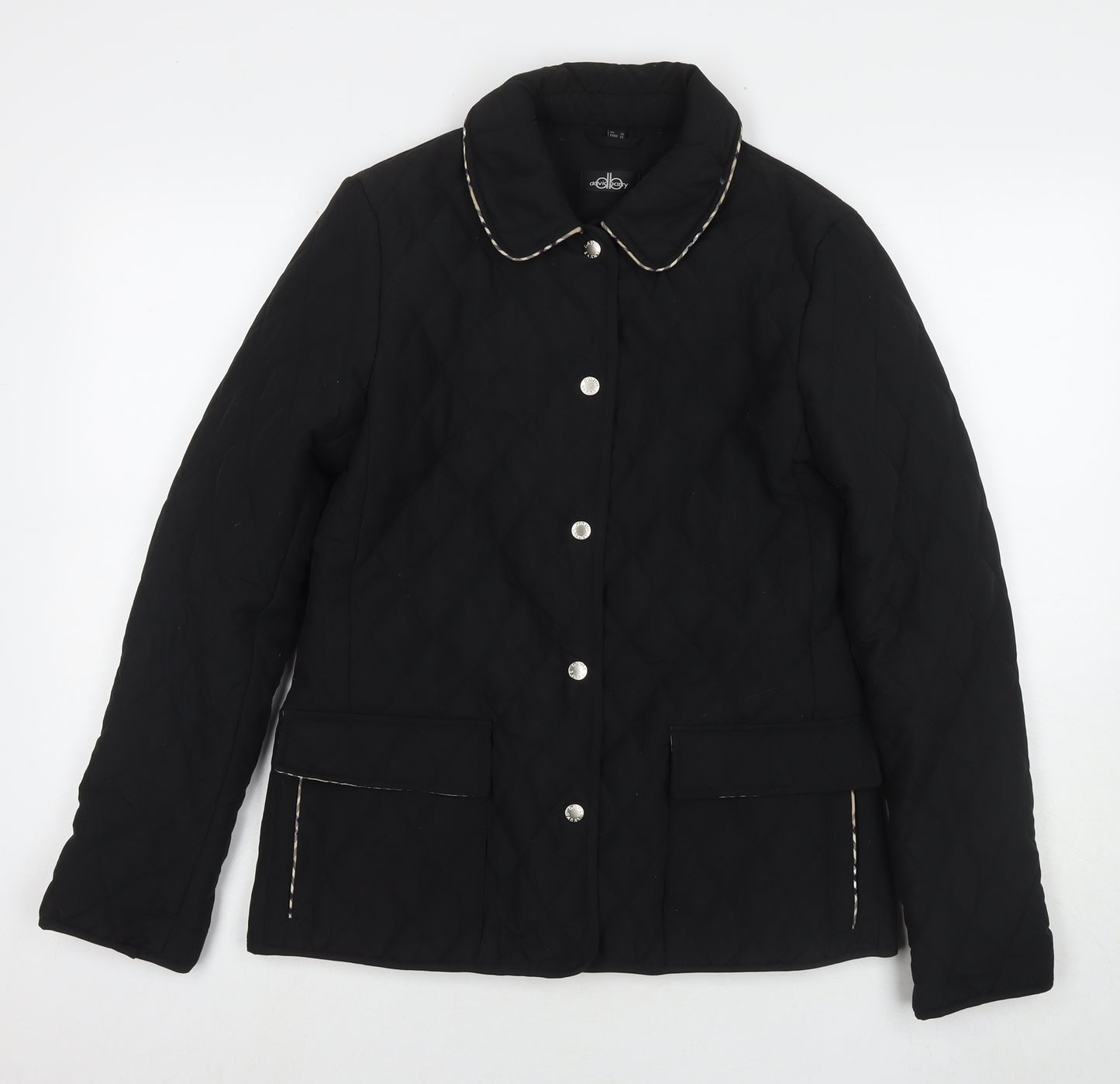 David Barry Womens Black Quilted Jacket Size 10 Snap