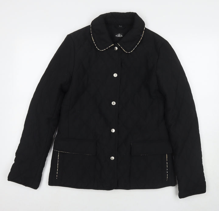 David Barry Womens Black Quilted Jacket Size 10 Snap
