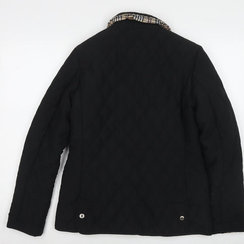 David Barry Womens Black Quilted Jacket Size 10 Snap