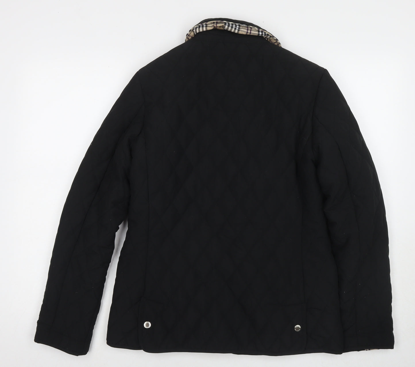 David Barry Womens Black Quilted Jacket Size 10 Snap