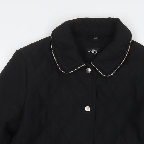 David Barry Womens Black Quilted Jacket Size 10 Snap