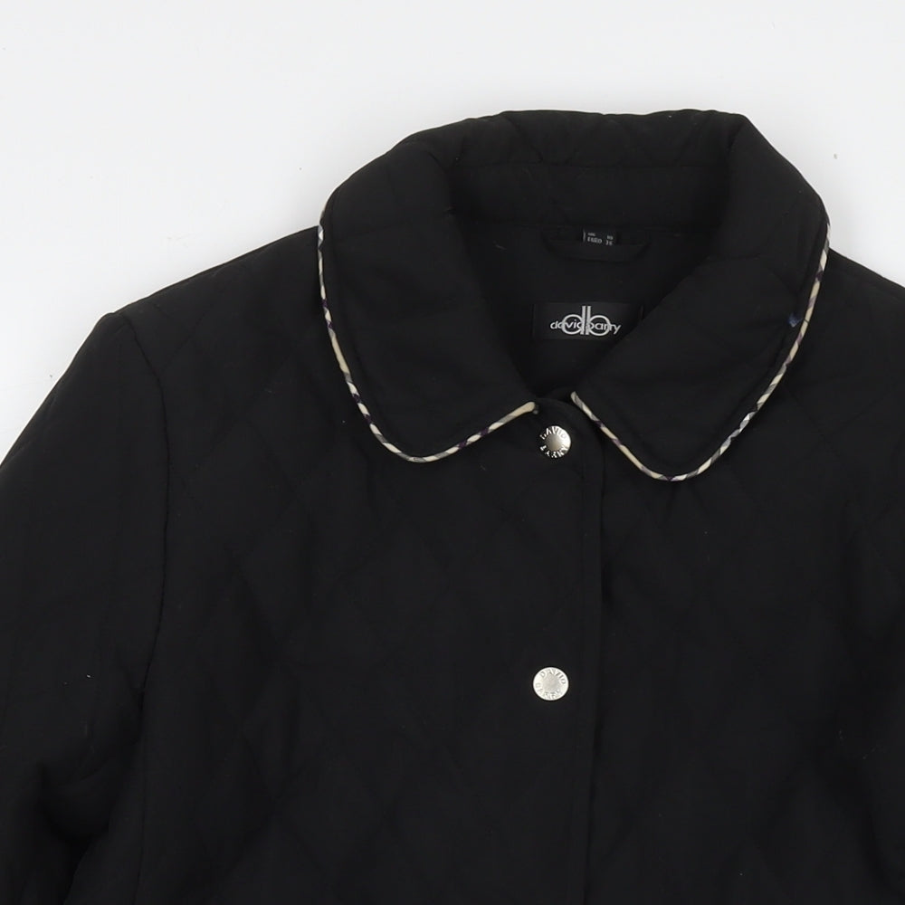 David Barry Womens Black Quilted Jacket Size 10 Snap