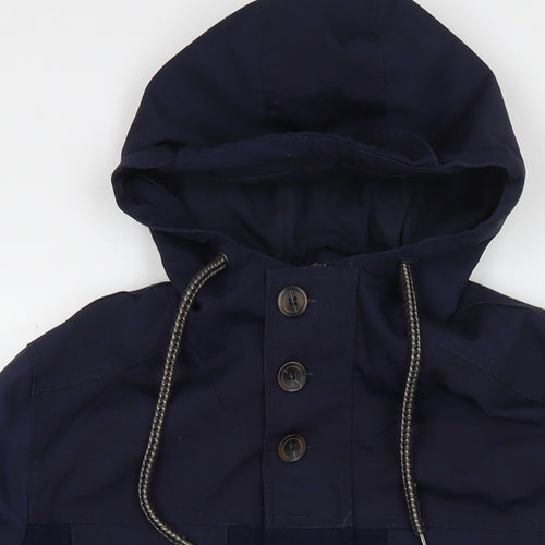 Bellfield Mens Blue Striped Parka Jacket Size M Zip