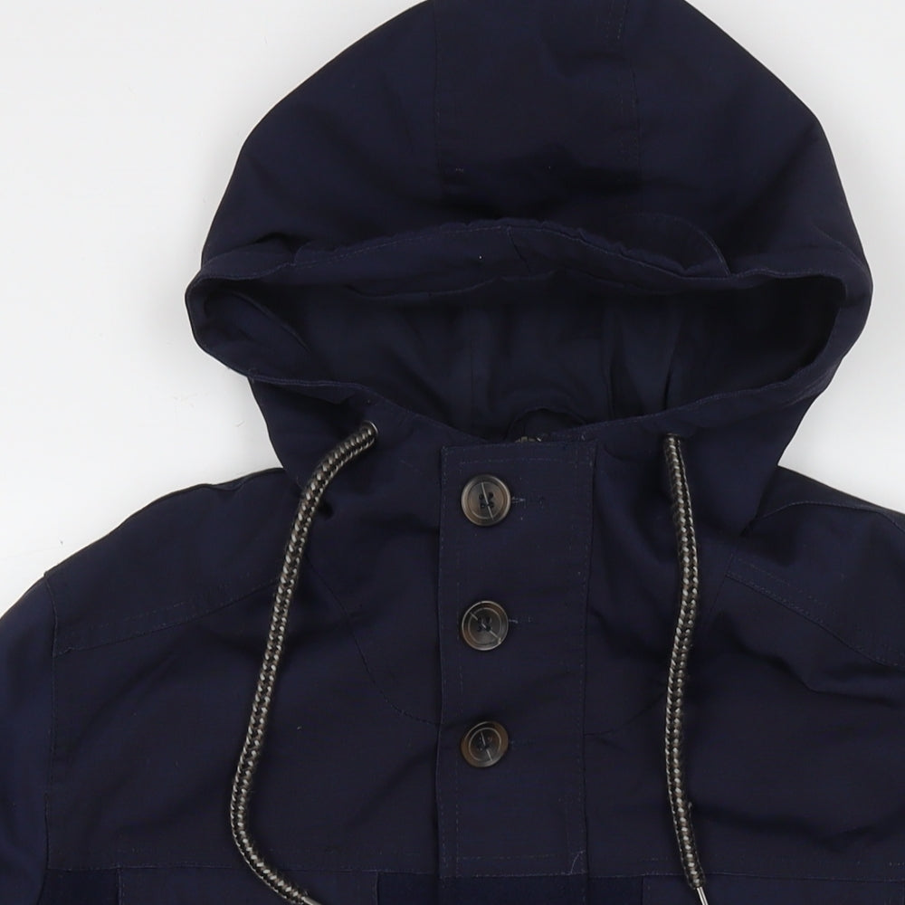 Bellfield Mens Blue Striped Parka Jacket Size M Zip