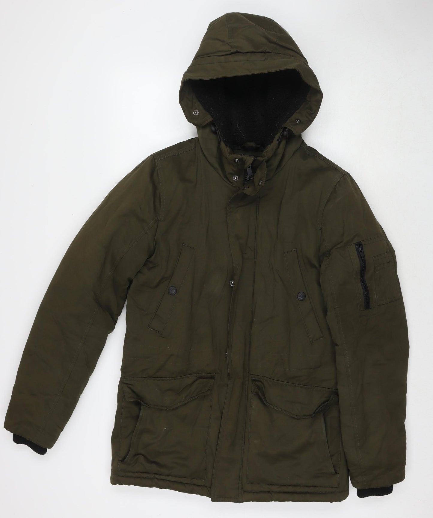 NEXT Mens Green Parka Jacket Size XS Zip