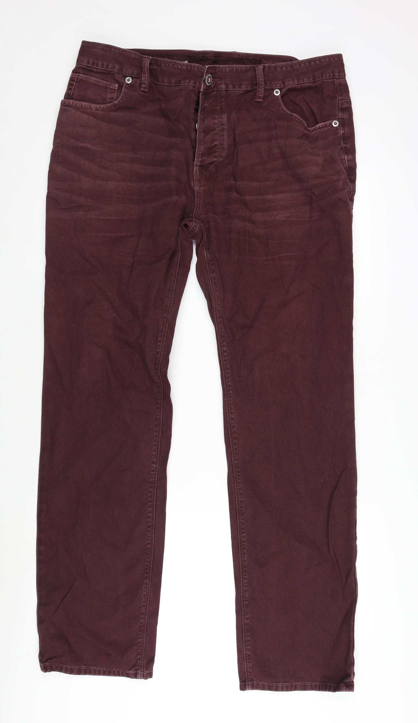 NEXT Mens Purple Cotton Straight Jeans Size 38 in L32 in Regular Zip