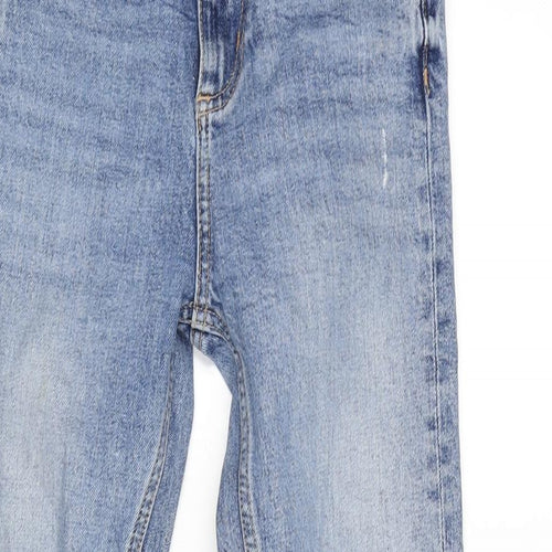 Zara Womens Blue Cotton Tapered Jeans Size 4 L25.5 in Regular Zip