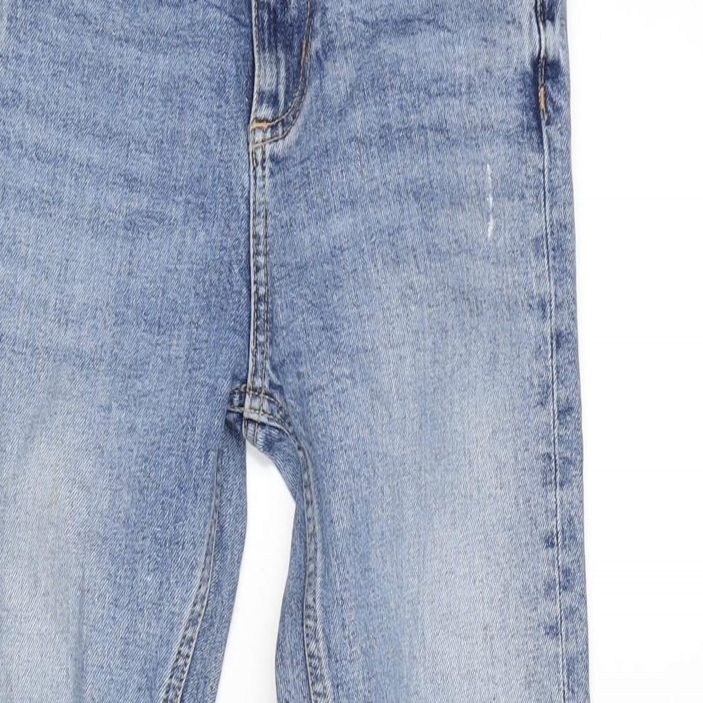 Zara Womens Blue Cotton Tapered Jeans Size 4 L25.5 in Regular Zip