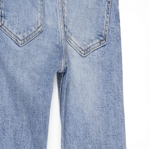 Zara Womens Blue Cotton Tapered Jeans Size 4 L25.5 in Regular Zip
