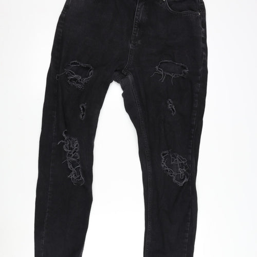 Denim & Co. Womens Grey Cotton Straight Jeans Size 10 L28.5 in Regular Zip