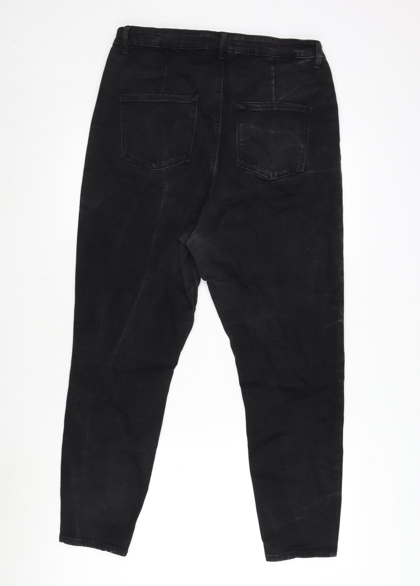 Denim & Co. Womens Grey Cotton Blend Tapered Jeans Size 18 L26 in Regular Tie