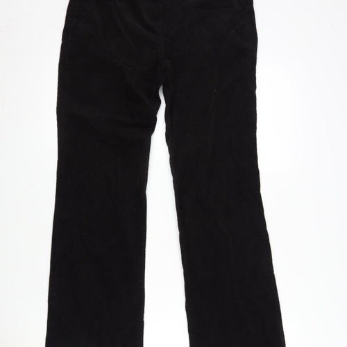 Marks and Spencer Womens Black Cotton Trousers Size 8 L30 in Regular Zip