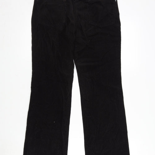 Marks and Spencer Womens Black Cotton Trousers Size 8 L30 in Regular Zip