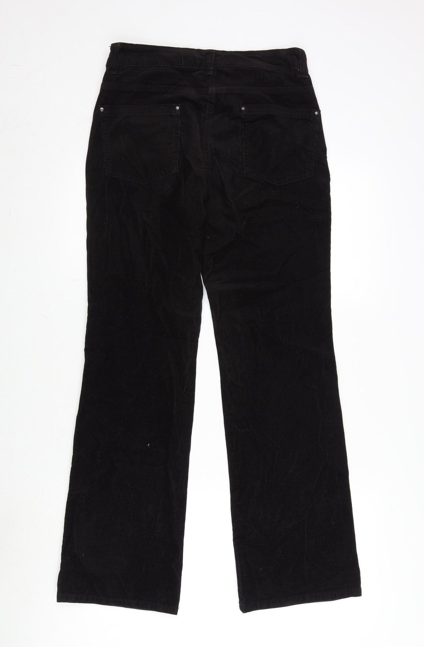 Marks and Spencer Womens Black Cotton Trousers Size 8 L30 in Regular Zip