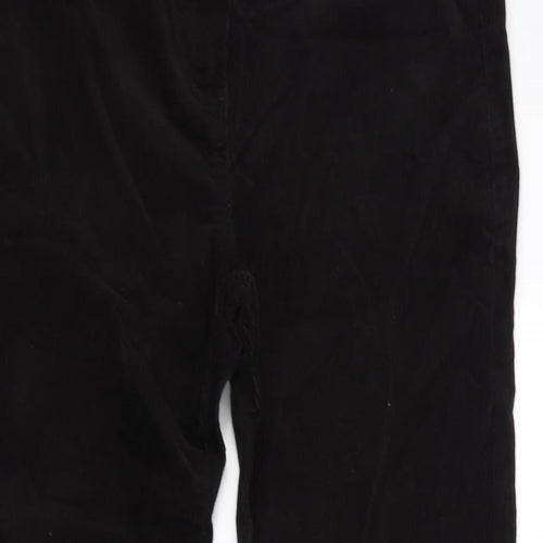 Marks and Spencer Womens Black Cotton Trousers Size 8 L30 in Regular Zip