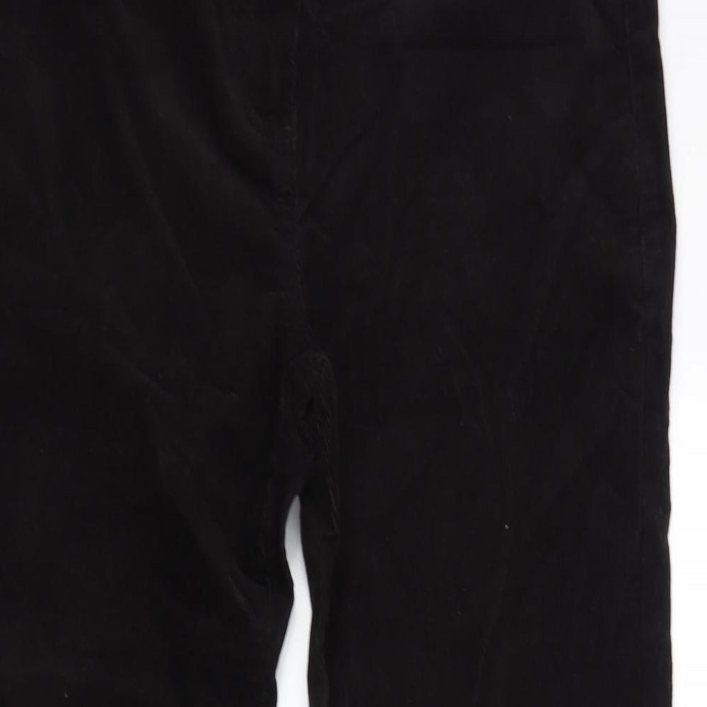 Marks and Spencer Womens Black Cotton Trousers Size 8 L30 in Regular Zip