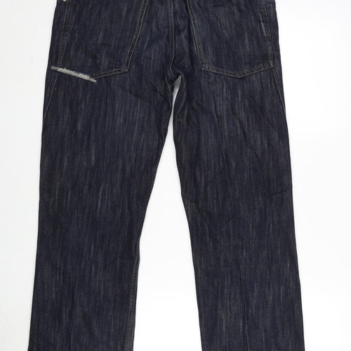 Clockhouse Mens Blue Cotton Straight Jeans Size 34 in L32 in Regular Button