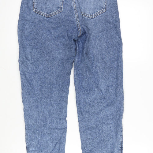 H&M Womens Blue Cotton Blend Straight Jeans Size 6 L25 in Regular Zip