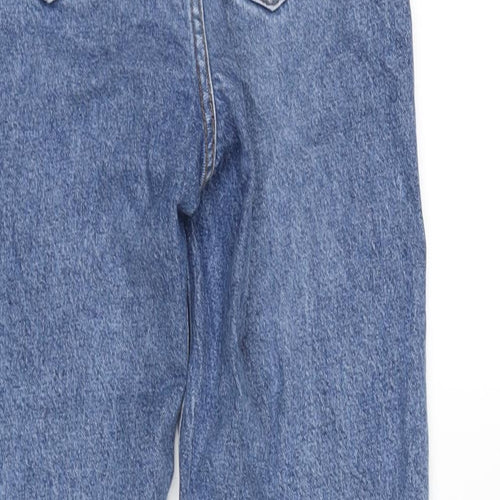 H&M Womens Blue Cotton Blend Straight Jeans Size 6 L25 in Regular Zip
