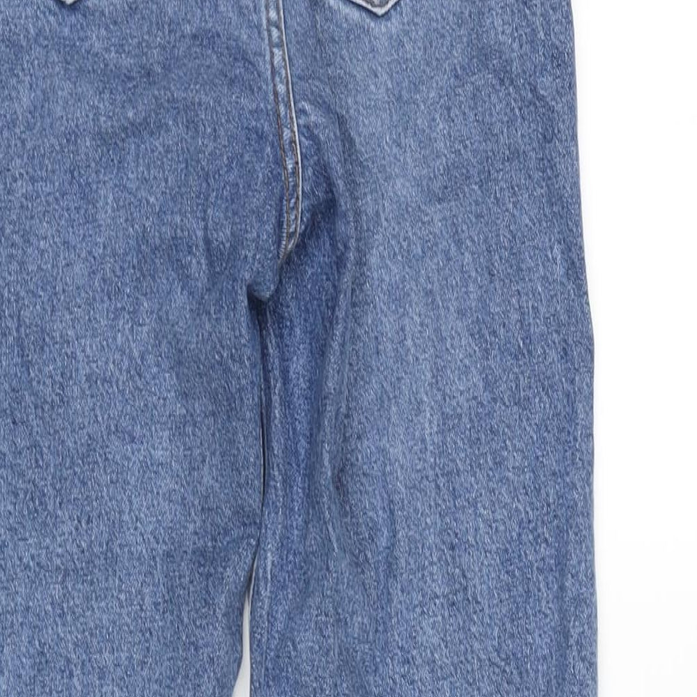 H&M Womens Blue Cotton Blend Straight Jeans Size 6 L25 in Regular Zip