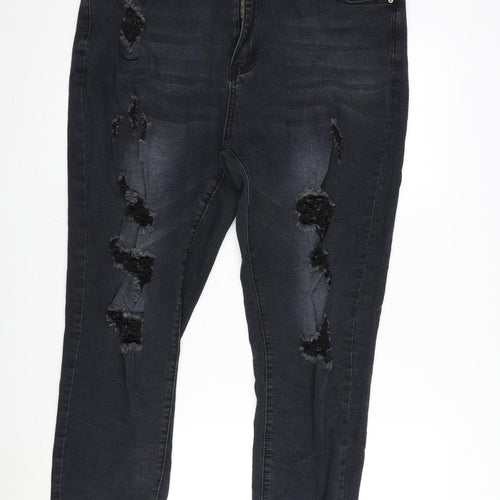SheIn Womens Grey Cotton Blend Straight Jeans Size 38 in L24 in Regular Zip
