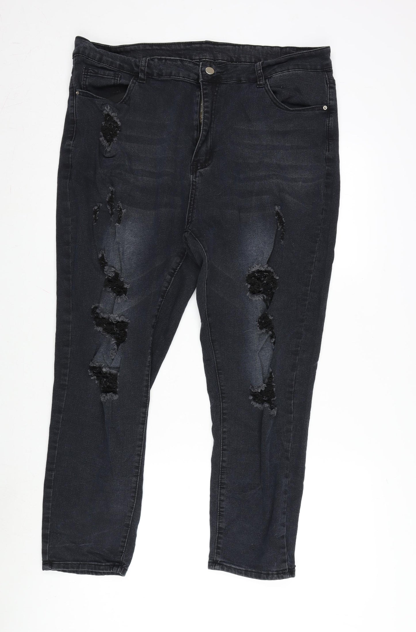 SheIn Womens Grey Cotton Blend Straight Jeans Size 38 in L24 in Regular Zip