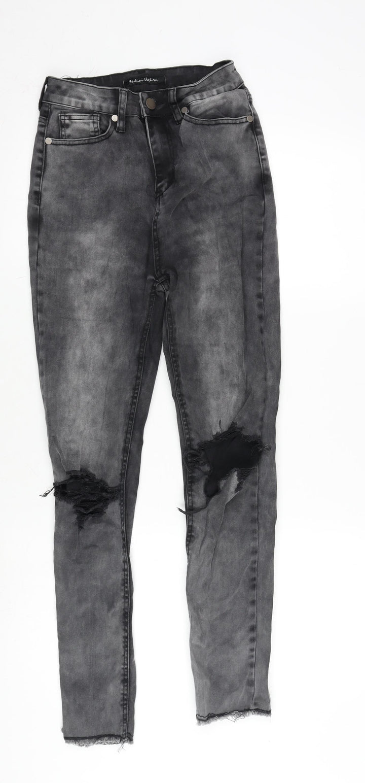 Fashion Victim Womens Grey Cotton Blend Tapered Jeans Size 27 in L32 in Regular Zip