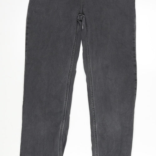 Marks and Spencer Womens Grey Cotton Blend Straight Jeans Size 8 L30 in Regular Zip - Gemstone Detail