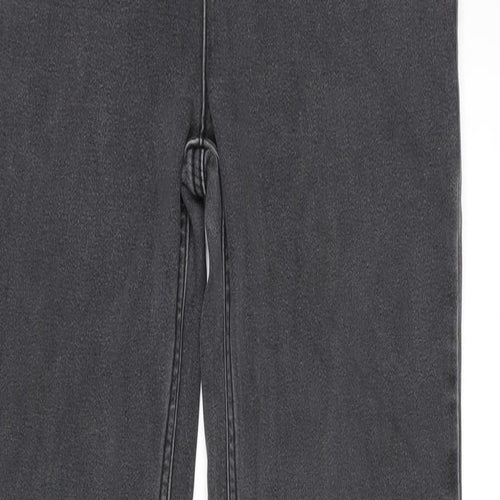 Marks and Spencer Womens Grey Cotton Blend Straight Jeans Size 8 L30 in Regular Zip - Gemstone Detail