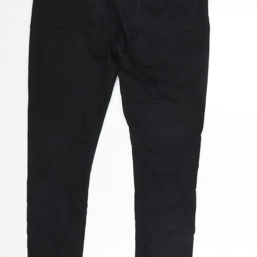 Collezione Womens Black Cotton Blend Tapered Jeans Size 10 L26 in Regular Zip