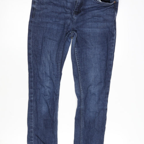 NEXT Womens Blue Cotton Blend Skinny Jeans Size 12 L27 in Regular Zip
