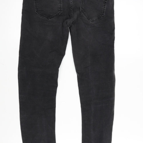 Zara Womens Grey Cotton Blend Tapered Jeans Size 12 L27 in Regular Zip
