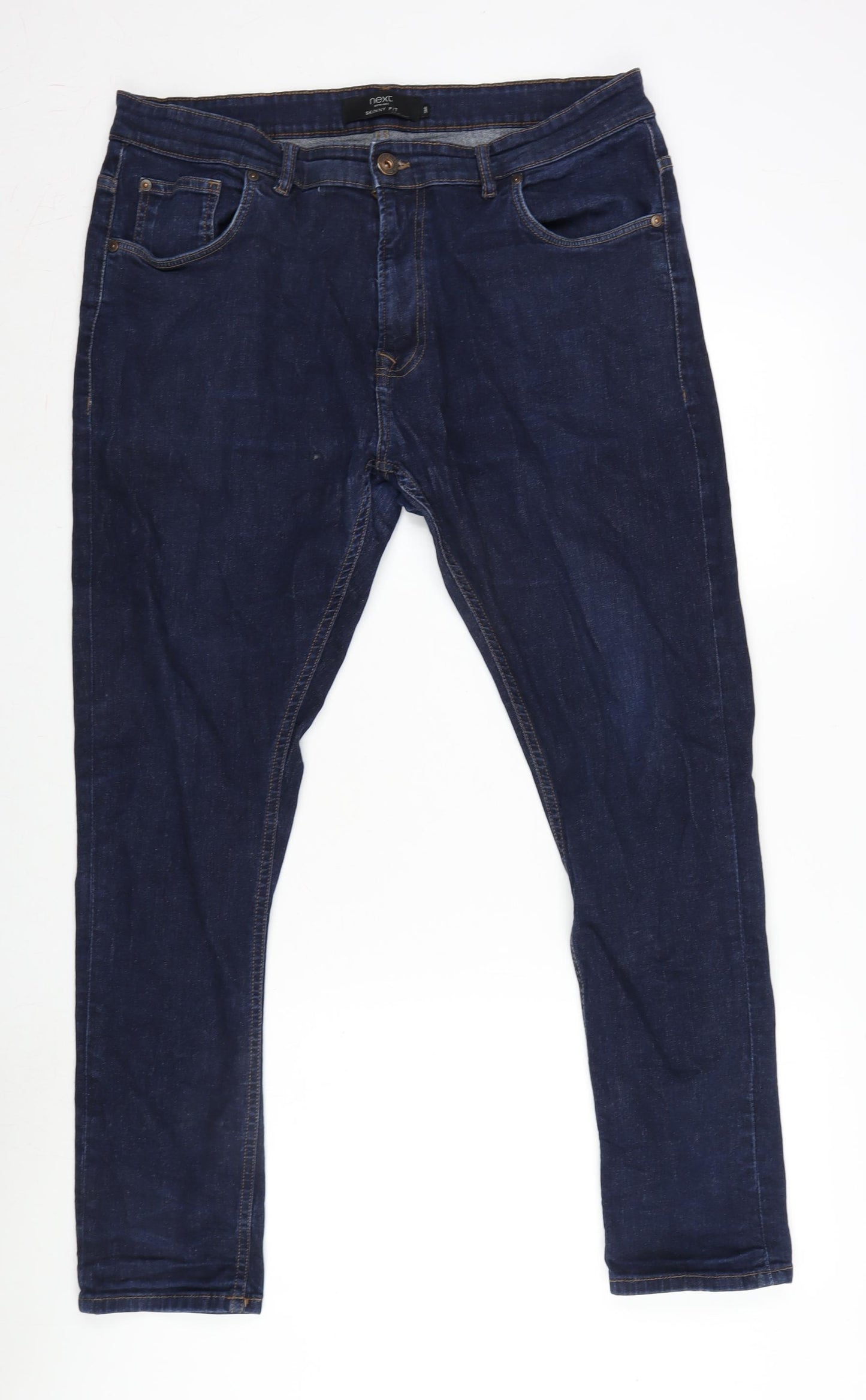 NEXT Mens Blue Cotton Blend Skinny Jeans Size 38 in L29 in Regular Zip