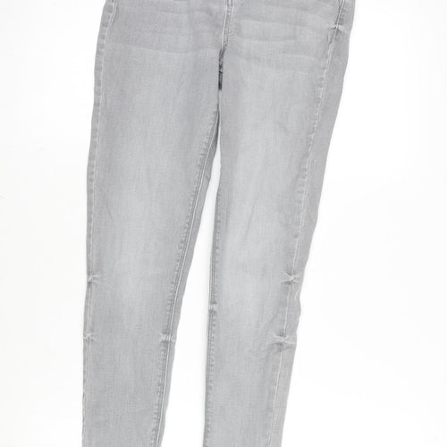 Denim & Co. Womens Grey Cotton Blend Tapered Jeans Size 8 L27.5 in Regular Zip