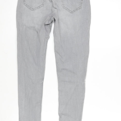 Denim & Co. Womens Grey Cotton Blend Tapered Jeans Size 8 L27.5 in Regular Zip