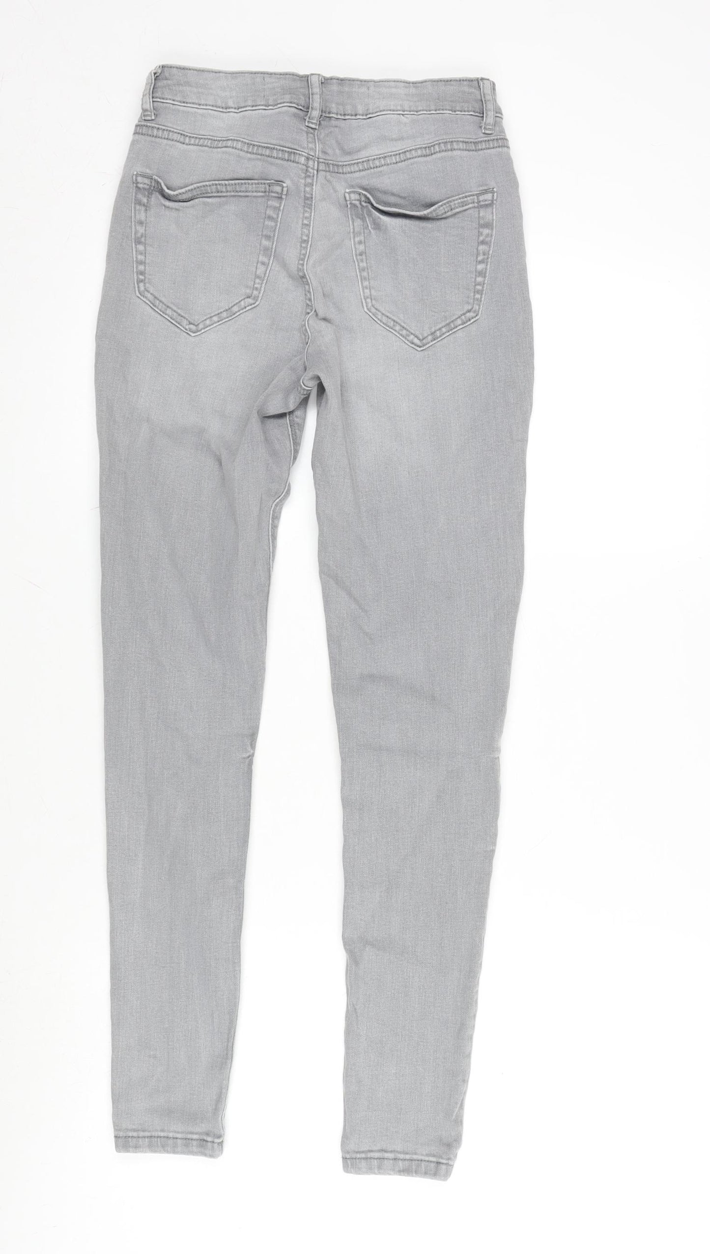 Denim & Co. Womens Grey Cotton Blend Tapered Jeans Size 8 L27.5 in Regular Zip