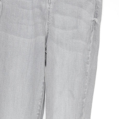 Denim & Co. Womens Grey Cotton Blend Tapered Jeans Size 8 L27.5 in Regular Zip