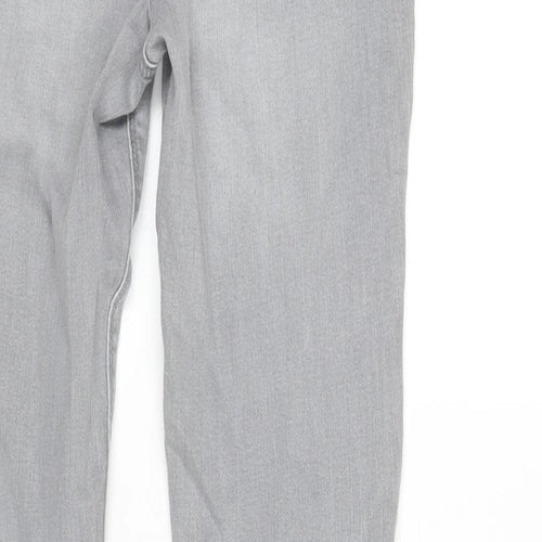 Denim & Co. Womens Grey Cotton Blend Tapered Jeans Size 8 L27.5 in Regular Zip