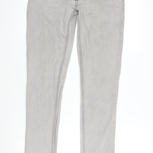 Tipster Womens Grey Cotton Blend Tapered Jeans Size 12 L33 in Regular Zip - Zip Detail To Bottom Leg.
