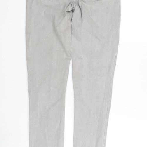 Tipster Womens Grey Cotton Blend Tapered Jeans Size 12 L33 in Regular Zip - Zip Detail To Bottom Leg.