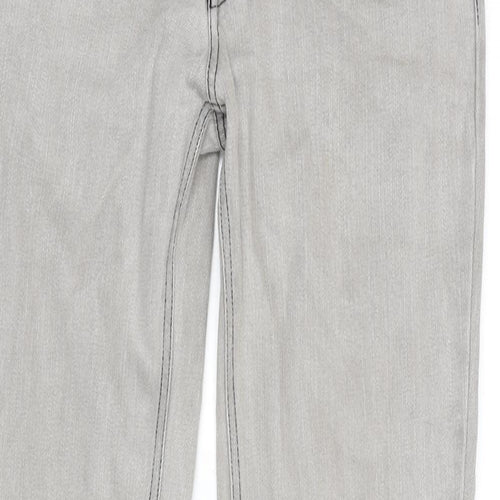 Tipster Womens Grey Cotton Blend Tapered Jeans Size 12 L33 in Regular Zip - Zip Detail To Bottom Leg.